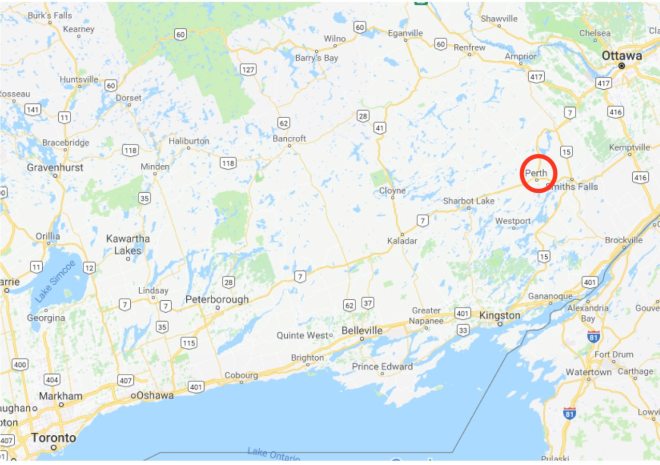 Map with Perth circled