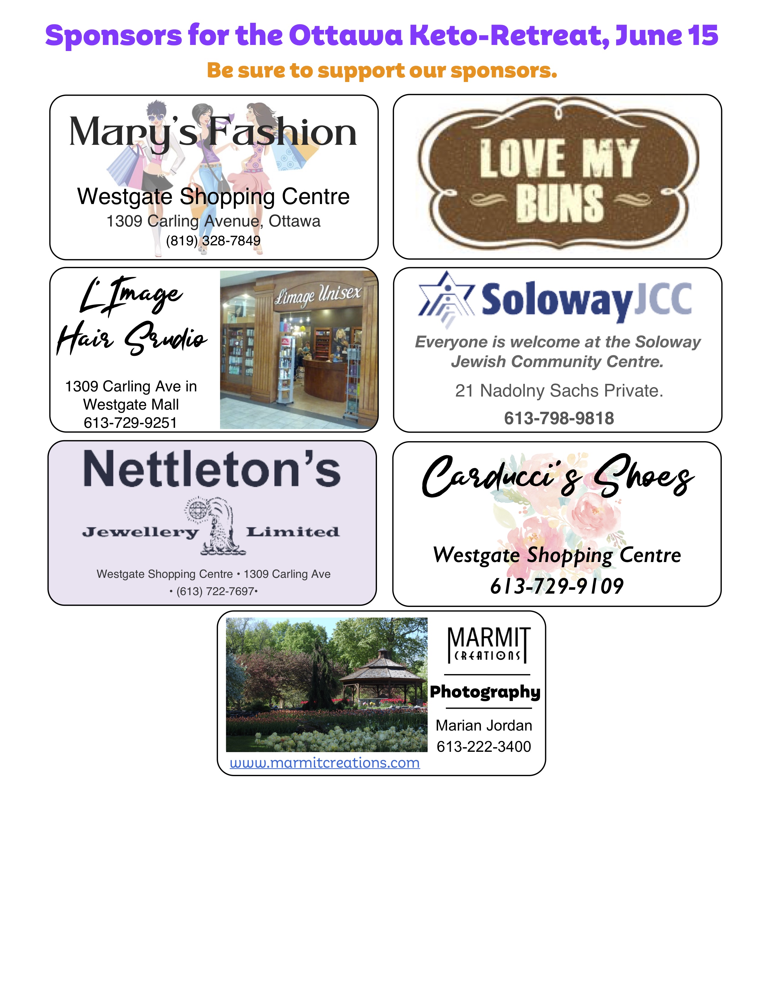 Sponsor page for Ottawa June retreat